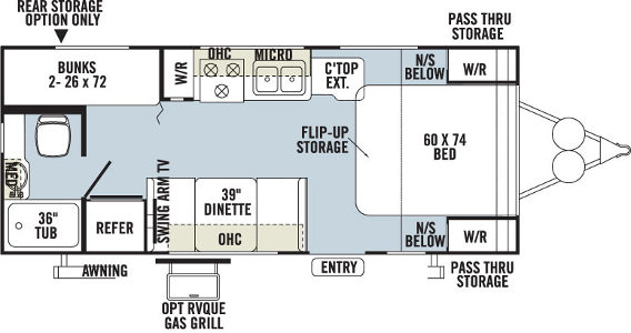 RV Rental Denver MicroLite 23LB Floor Plan